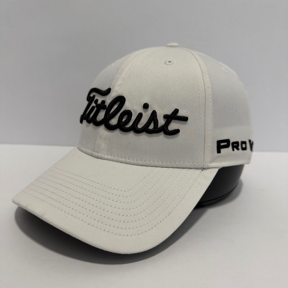 Titleist Golf Hat White M/L Fitted Pro V1 FootJoy FJ Logo Performance Cap